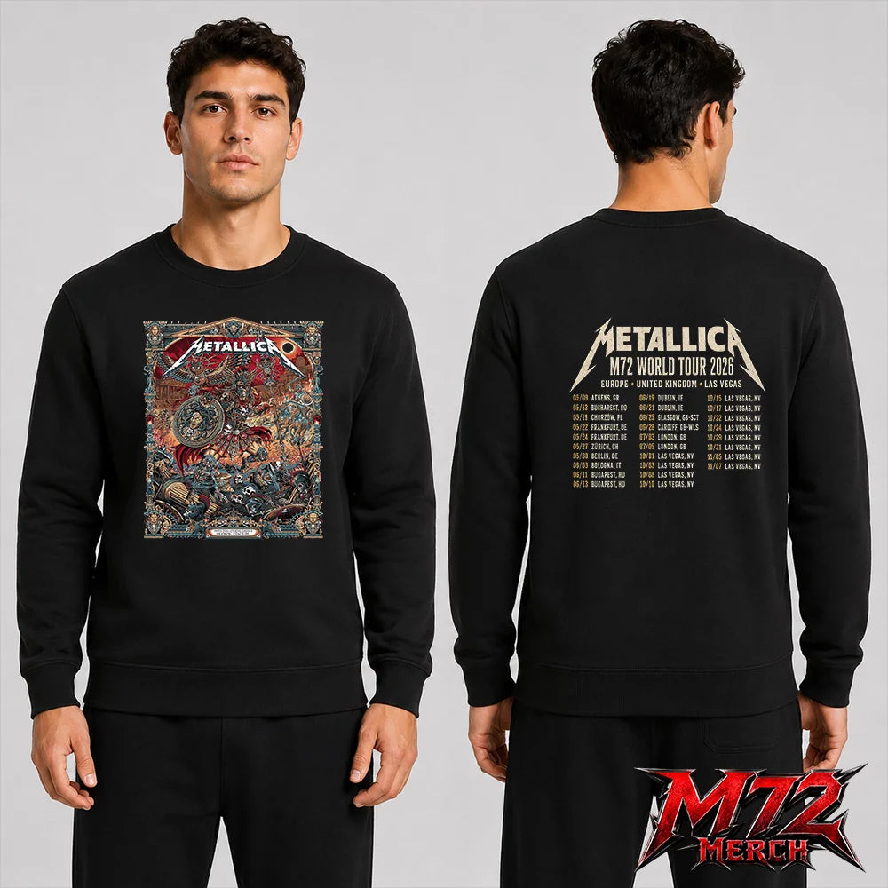 Metallica M72 World Tour May 9 2026 Athens Greece Olympic Stadium Battle Warrior two sided graphic apparel