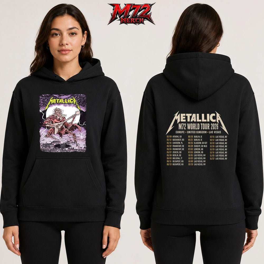 Metallica M72 World Tour June 11 2026 At Puskás Aréna Budapest Hungary Undead Lute Storm Two Sided Hoodie