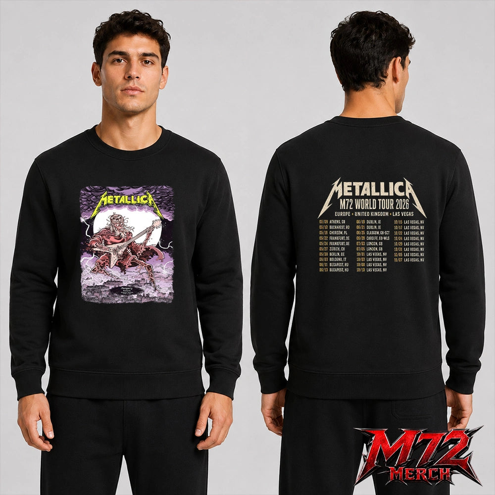 Metallica M72 World Tour June 11 2026 At Puskás Aréna Budapest Hungary Undead Lute Storm Two Sided Sweatshirt