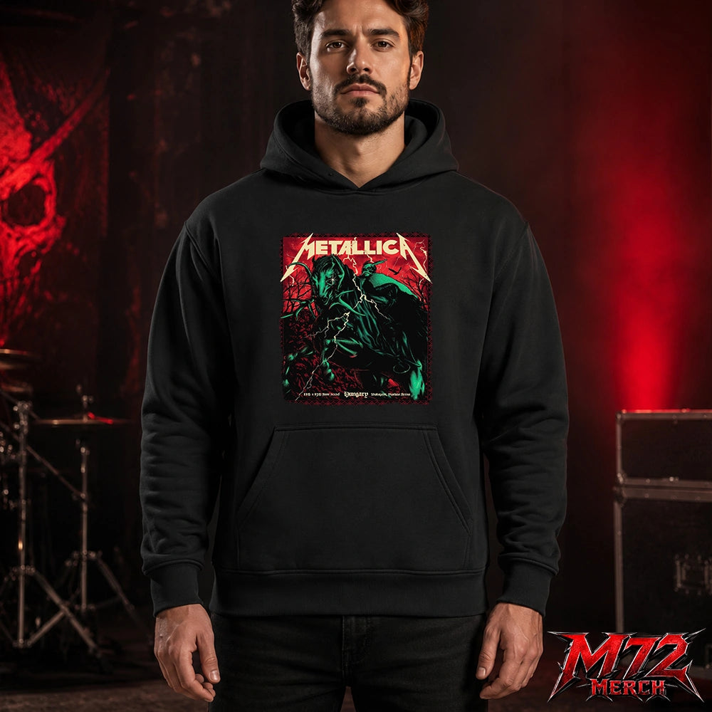 Metallica World Tour M72 June 11 & 13 2026 Budapest Hungary Puskás Aréna Horseman Lightning hoodie