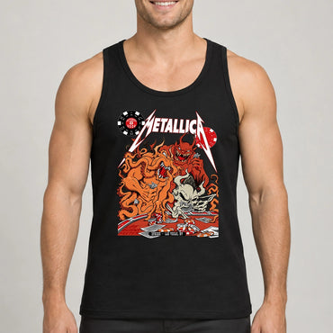 Metallica Life Burns Faster October 8 2026 Sphere Las Vegas United States T-shirt featuring casino demons, orange tentacles, poker chips, playing cards and skull artwork.