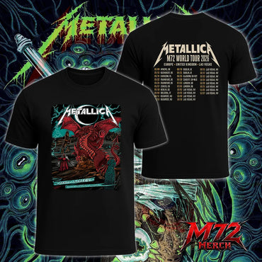 Metallica M72 World Tour June 28 2026 At Principality Stadium Cardiff Wales Red Dragon Artwork By The Duchess Of Dark Two Sided T-Shirt