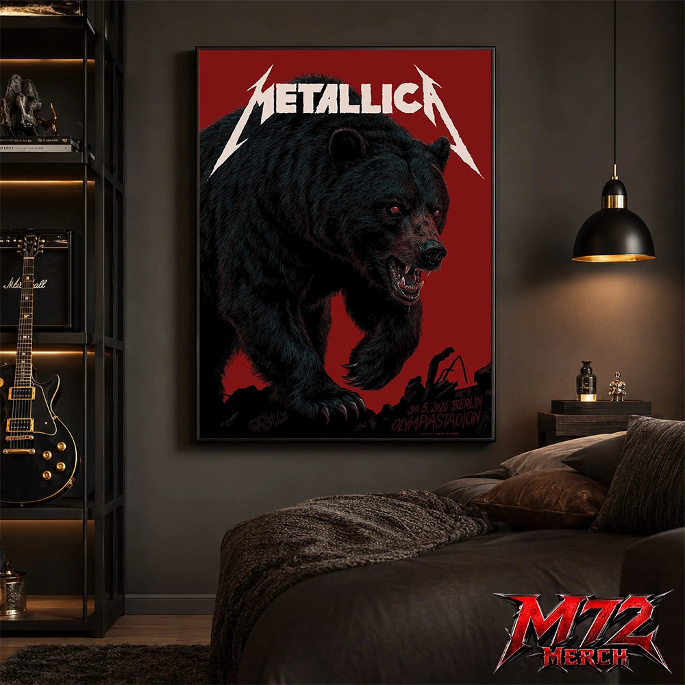 Metallica M72 World Tour May 30 2026 At Olympiastadion Berlin Germany Black Bear Artwork By Janta-Island Poster Canvas