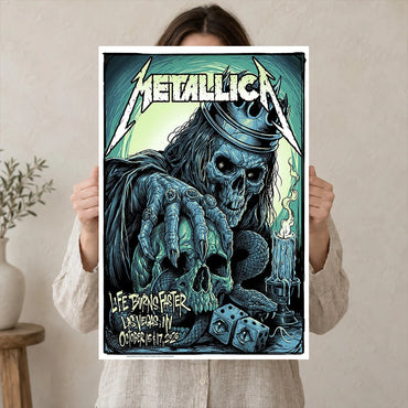 Metallica M72 World Tour October 15 and 17 2026 Sphere Las Vegas United States Poster Canvas by MAXX242 featuring a skeletal Fortune Reaper Skull, serpent, candle and dice.