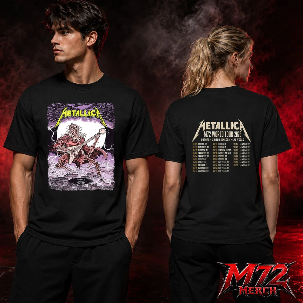 Metallica M72 World Tour June 11 2026 At Puskás Aréna Budapest Hungary Undead Lute Storm Two Sided T-Shirt