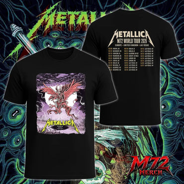 Metallica M72 World Tour June 13 2026 At Puskás Aréna Budapest Hungary Winged Beast Storm Two Sided T-Shirt