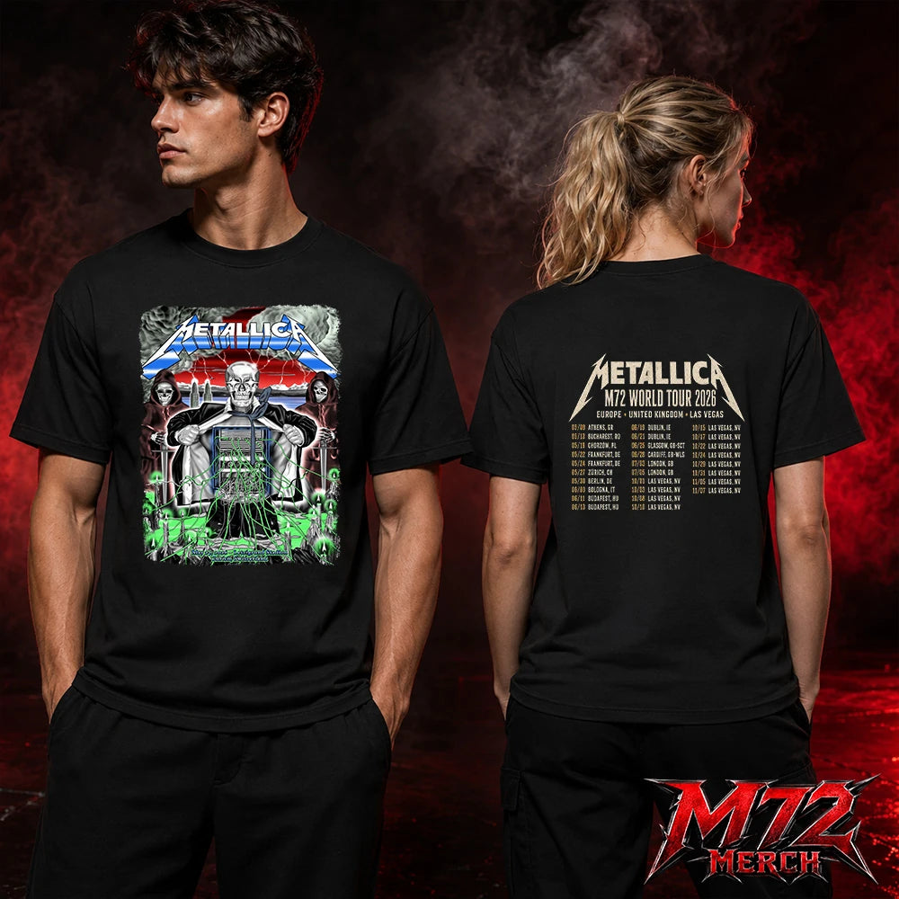 Metallica M72 World Tour May 27 2026 At Stadion Letzigrund Zurich Switzerland Mummy Dagger Eye By Luca Schenardi Two Sided T-Shirt