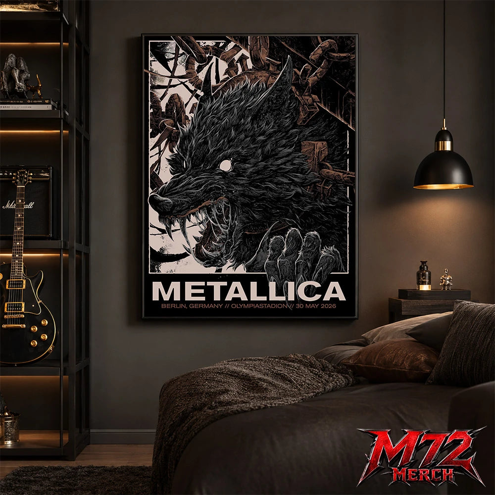 Metallica M72 World Tour May 30 2026 At Olympiastadion Berlin Germany Wolf Eclipse Artwork Poster Canvas