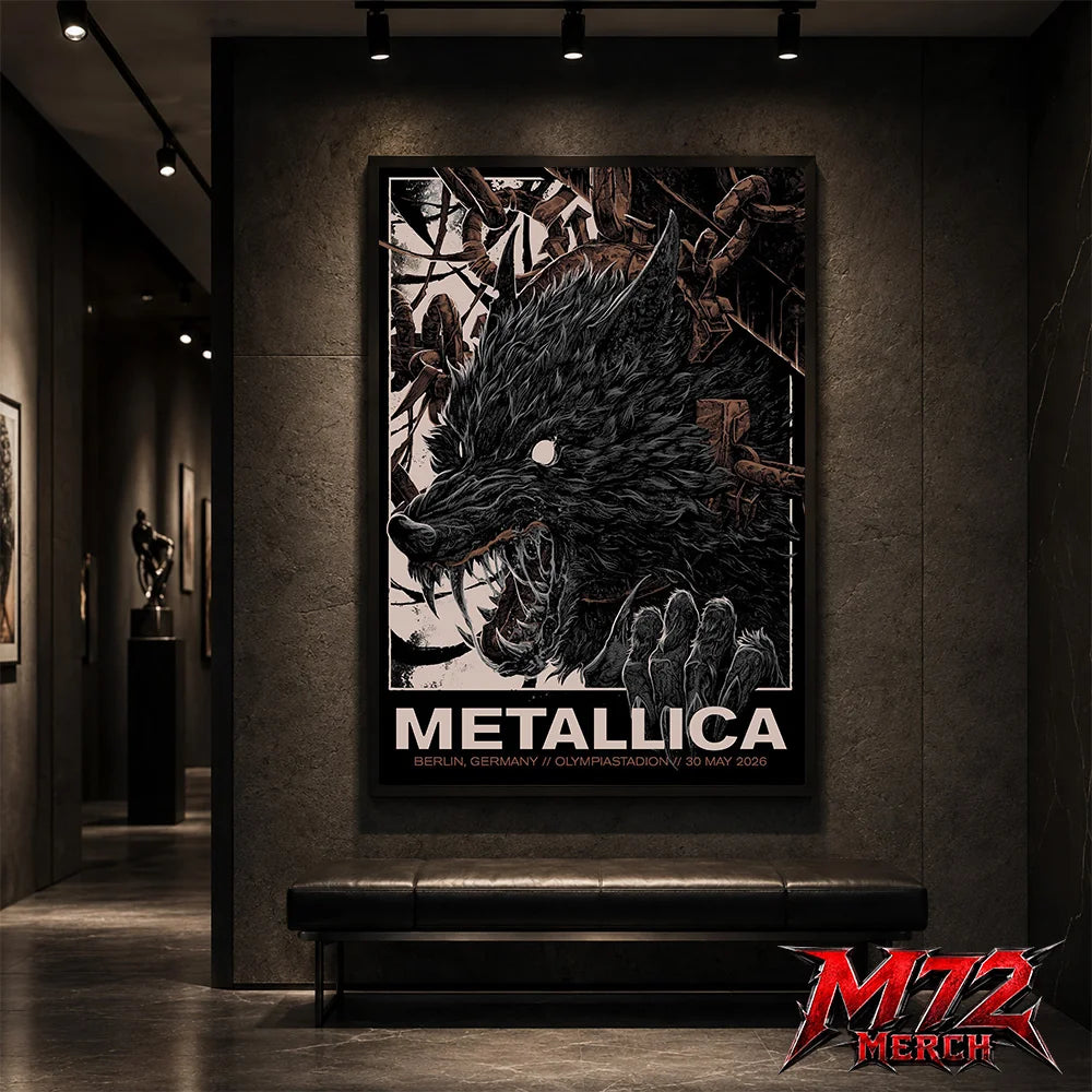 Metallica M72 World Tour May 30 2026 At Olympiastadion Berlin Germany Wolf Eclipse Artwork Poster Canvas