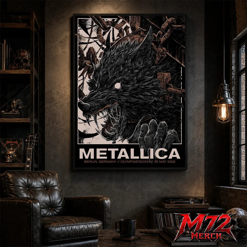 Metallica M72 World Tour May 30 2026 At Olympiastadion Berlin Germany Wolf Eclipse Artwork Poster Canvas