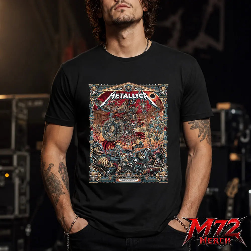 Metallica M72 World Tour May 9 2026 Athens Olympic Stadium Battle Warrior T-Shirt artwork