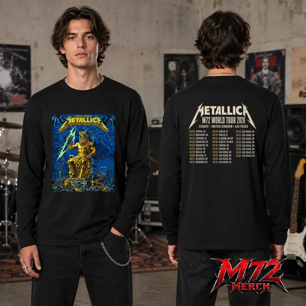 Metallica M72 World Tour May 9 2026 Athens Olympic Stadium Zeus Thunder two sided Long sleeve