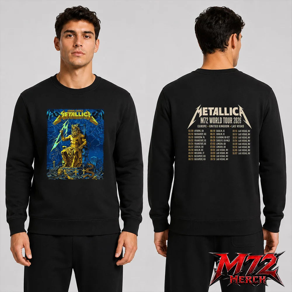 Metallica M72 World Tour May 9 2026 Athens Olympic Stadium Zeus Thunder two sided SweatShirt artwork