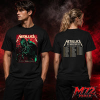 Metallica World Tour M72 June 11 & 13 2026 Budapest Hungary Puskás Aréna Horseman Lightning Two Sided T-Shirt
