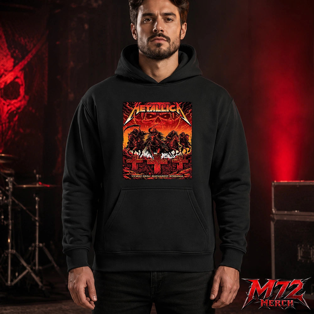 Metallica M72 World Tour May 13 2026 Bucharest Arena Națională Four Horsemen Skull Hoodie