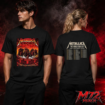 Metallica M72 World Tour May 13 2026 Bucharest Arena Națională Four Horsemen Skull two sided T-Shirt artwork