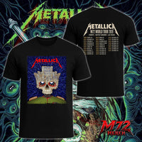 Shop a Metallica M72 World Tour May 13 2026 Bucharest inspired Palace Skull two sided T-Shirt with Arena Națională concert artwork.