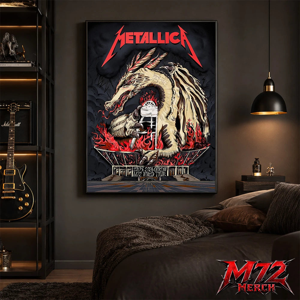 Metallica M72 World Tour May 19 2026 Chorzów Poland Stadion Śląski Dragon Stadium poster canvas wall art