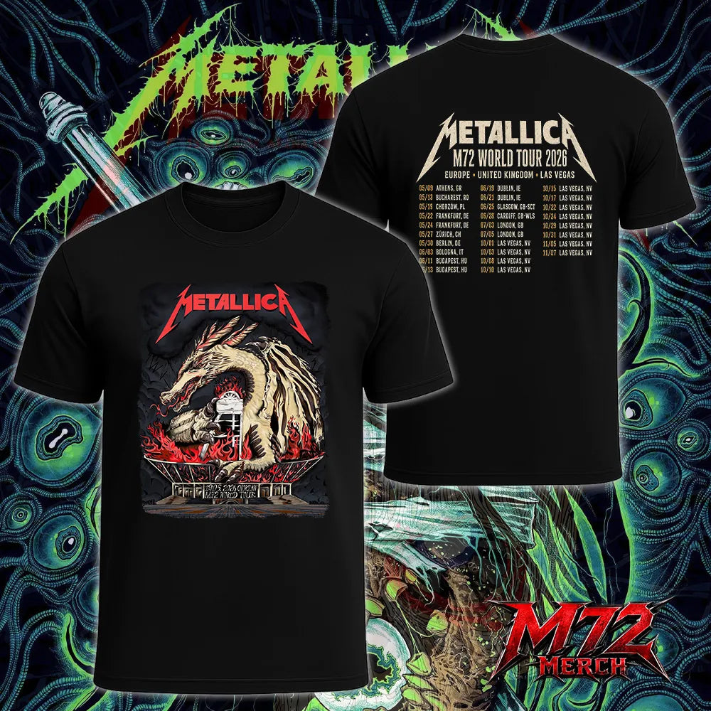 Metallica World Tour M72 May 19 2026 Chorzów Poland Stadion Śląski Dragon Stadium Two Sided T-Shirt