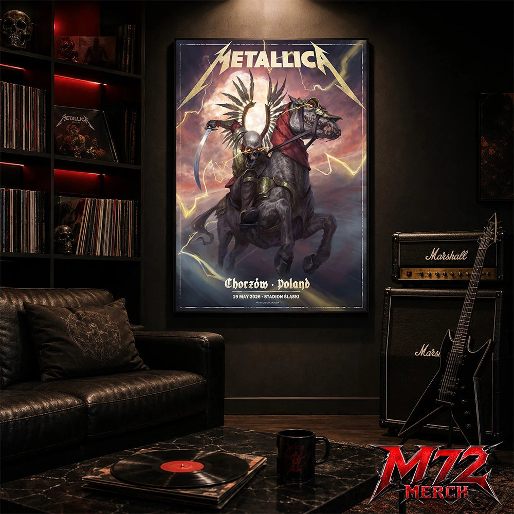 Metallica M72 World Tour May 19 2026 Chorzów Poland Stadion Śląski Horseman Skull poster canvas wall art