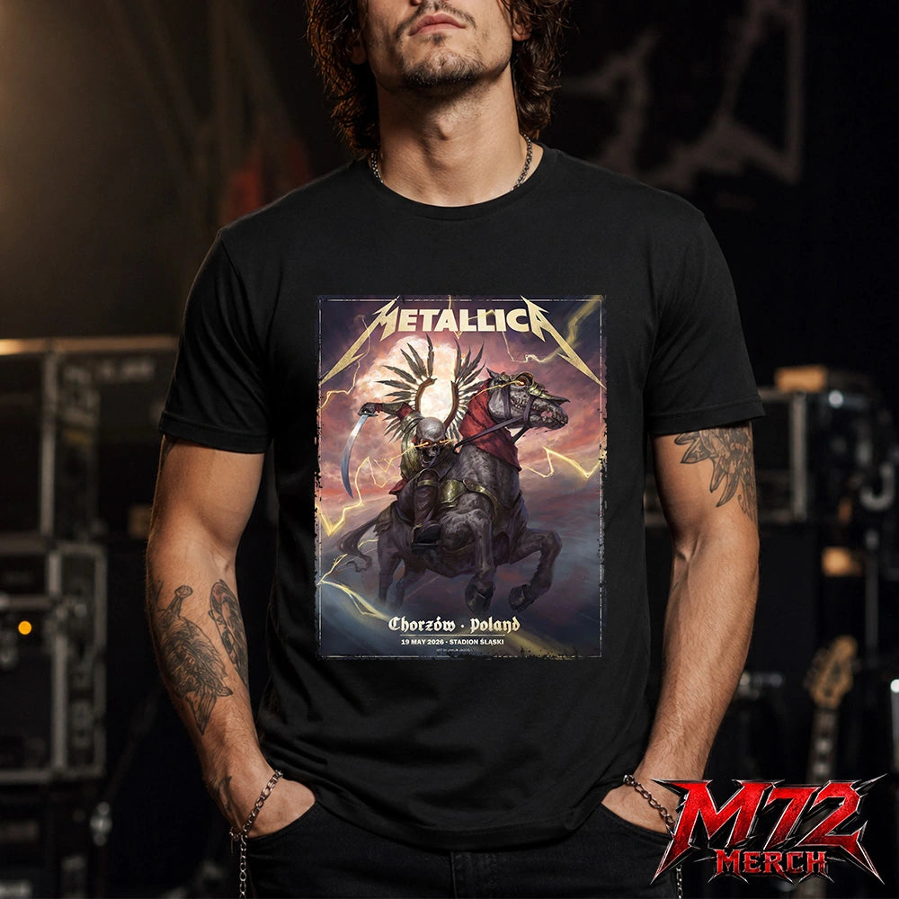Metallica M72 World Tour May 19 2026 Chorzów Poland Stadion Śląski Horseman Skull T-Shirt artwork