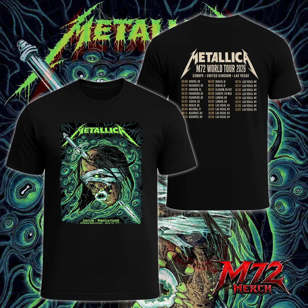 Metallica World Tour M72 May 27 2026 Zürich Switzerland Stadion Letzigrund Mummy Dagger Eye 2 Side T-Shirt