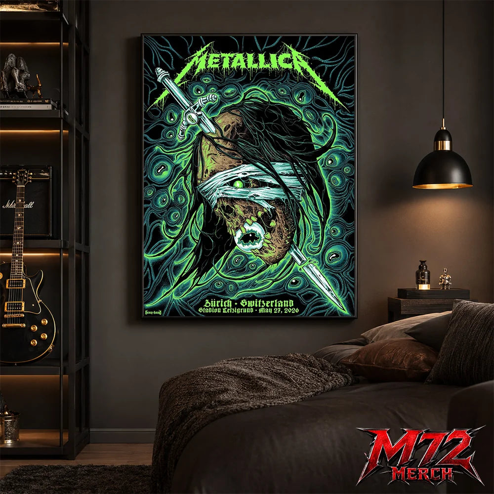 Metallica World Tour M72 May 27 2026 Zürich Switzerland Stadion Letzigrund Mummy Dagger Eye Canvas Poster