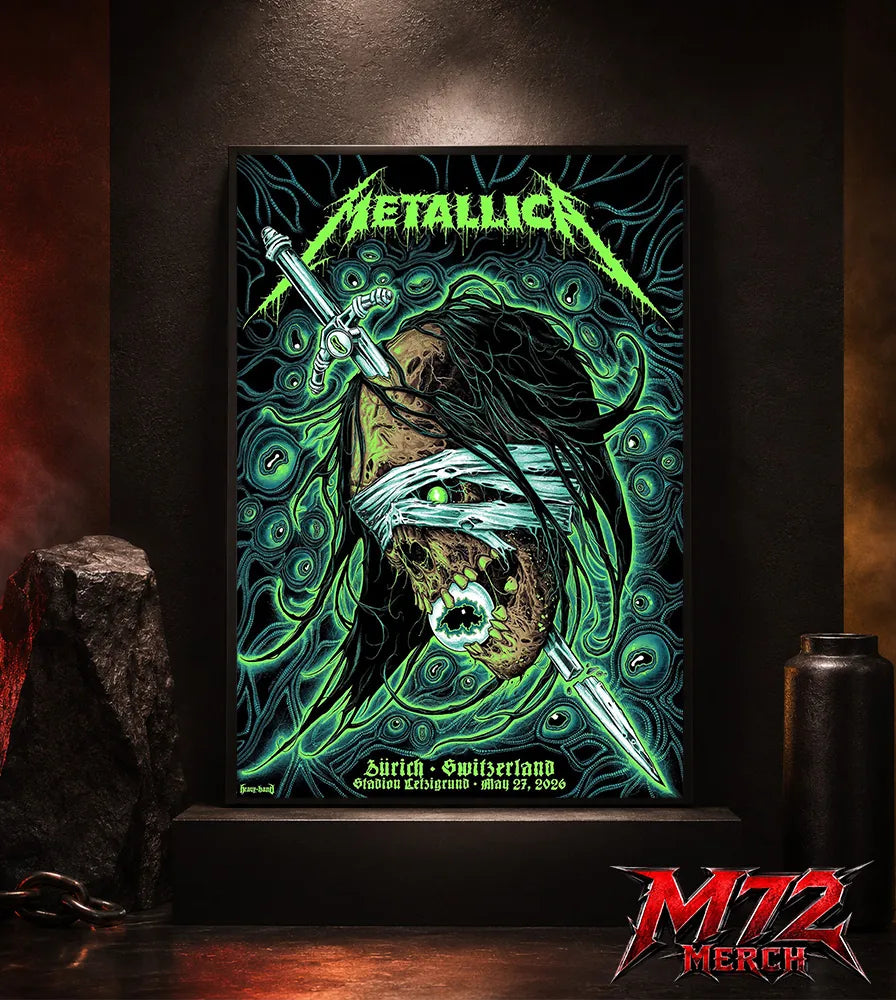 Metallica World Tour M72 May 27 2026 Zürich Switzerland Stadion Letzigrund Mummy Dagger Eye Canvas Poster