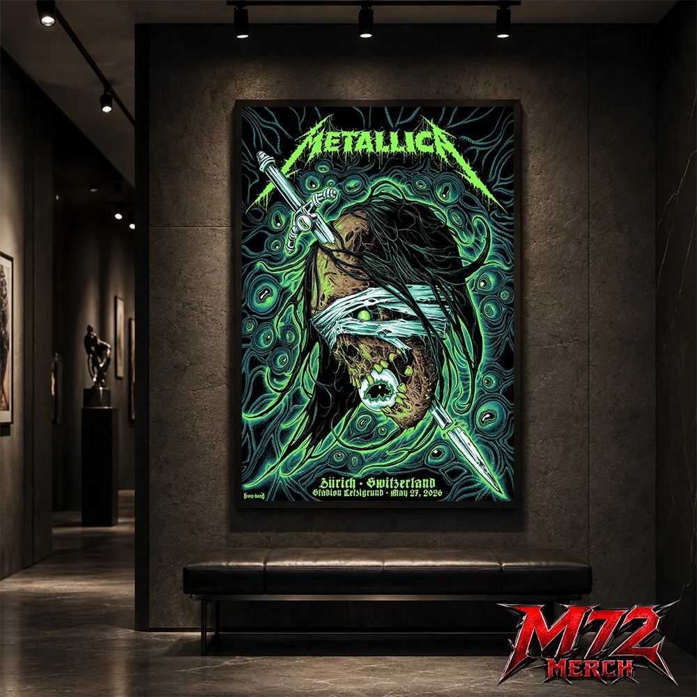 Metallica World Tour M72 May 27 2026 Zürich Switzerland Stadion Letzigrund Mummy Dagger Eye Canvas Poster