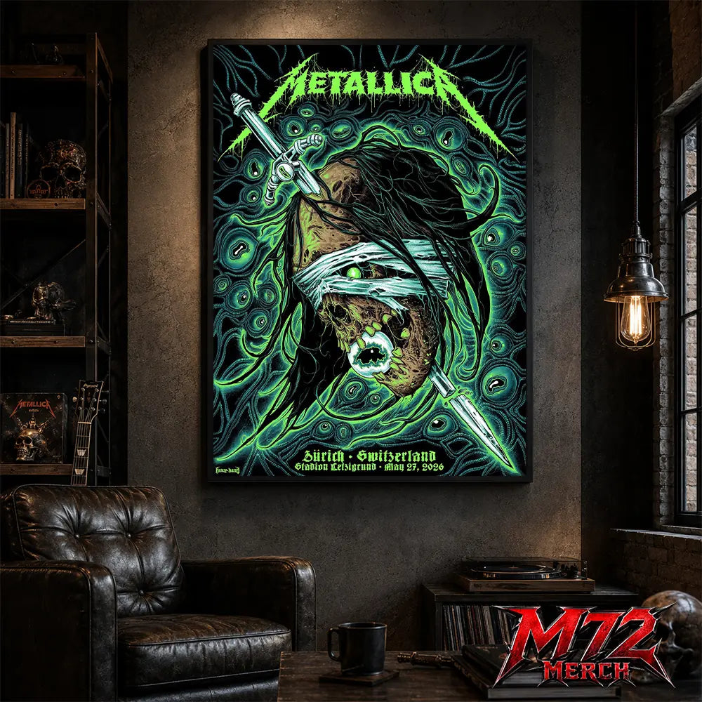 Metallica World Tour M72 May 27 2026 Zürich Switzerland Stadion Letzigrund Mummy Dagger Eye Canvas Poster