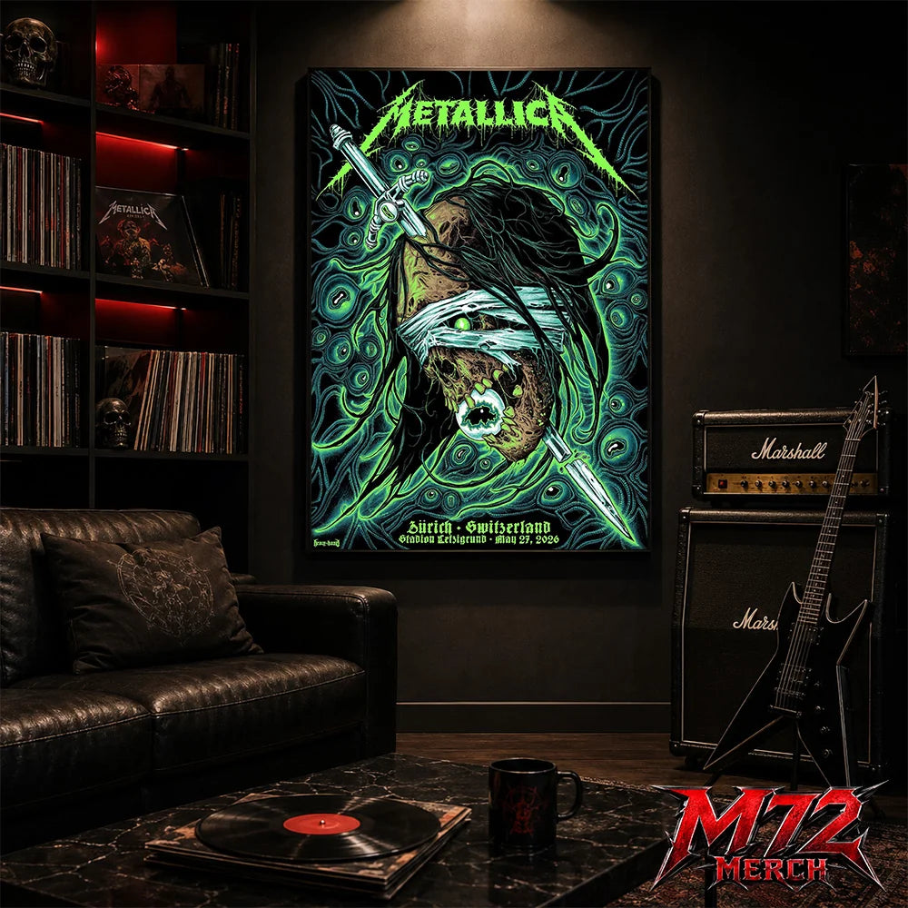 Metallica World Tour M72 May 27 2026 Zürich Switzerland Stadion Letzigrund Mummy Dagger Eye Canvas Poster