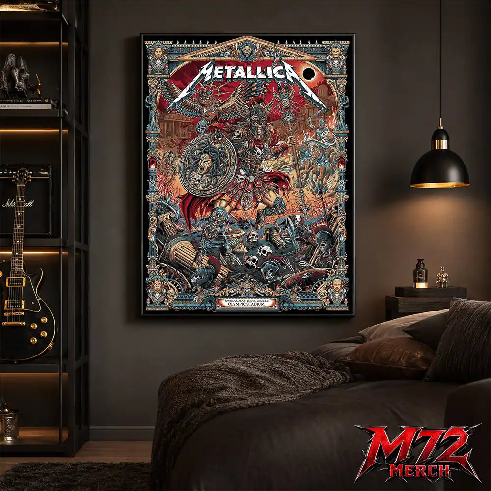 Metallica M72 World Tour May 9 2026 Athens Olympic Stadium Battle Warrior poster canvas wall art mockup