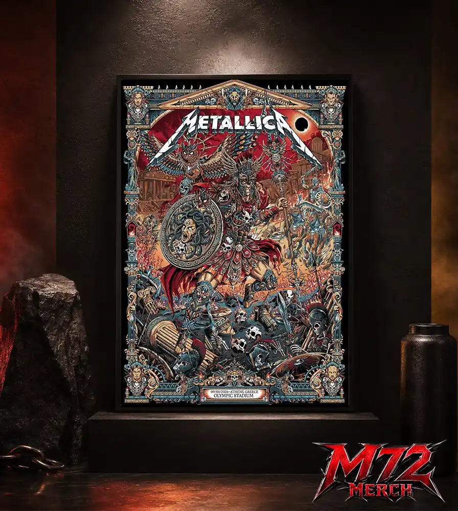 Metallica M72 World Tour May 9 2026 Athens Olympic Stadium Battle Warrior poster canvas wall art mockup