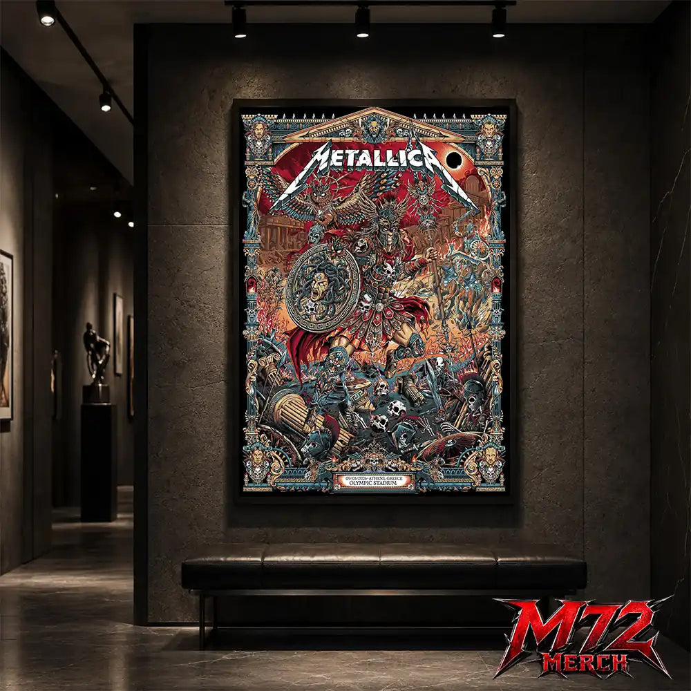 Metallica M72 World Tour May 9 2026 Athens Olympic Stadium Battle Warrior poster canvas wall art mockup