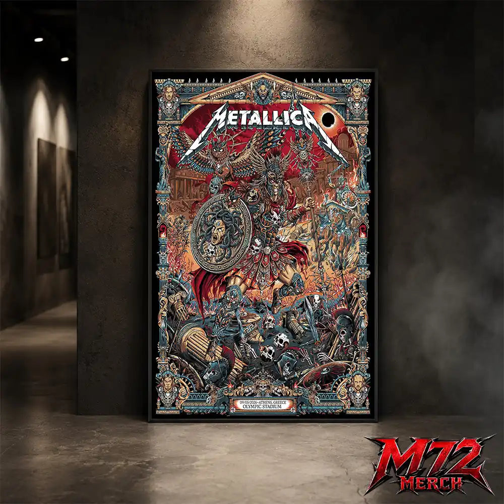 Metallica M72 World Tour May 9 2026 Athens Olympic Stadium Battle Warrior poster canvas wall art mockup
