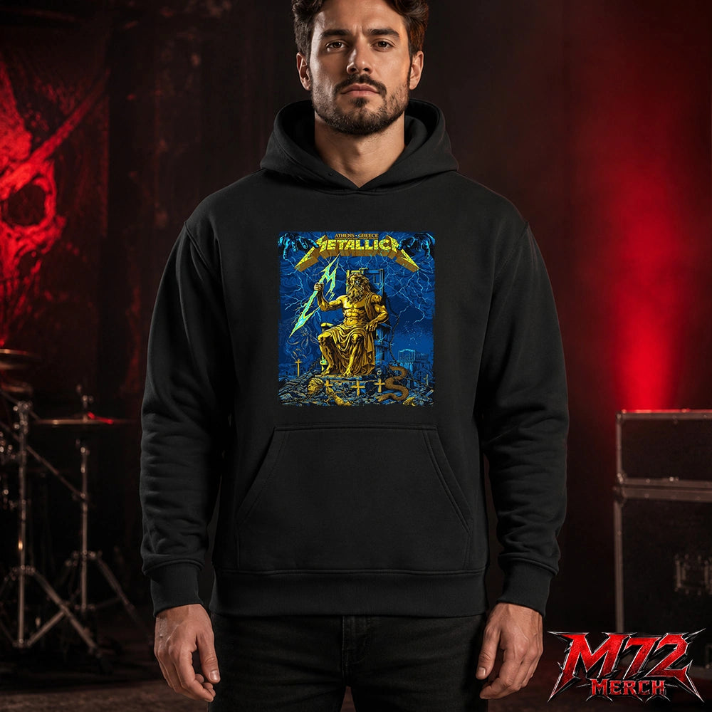 Metallica M72 World Tour May 9 2026 Athens Olympic Stadium Zeus Thunder Hoodie artwork
