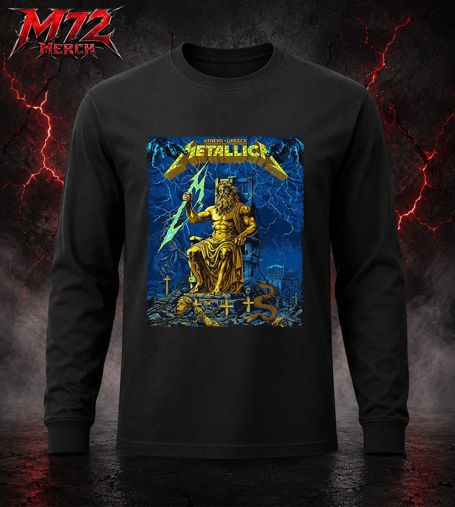 Metallica M72 World Tour May 9 2026 Athens Olympic Stadium Zeus Thunder Long Sleeve Shirts artwork