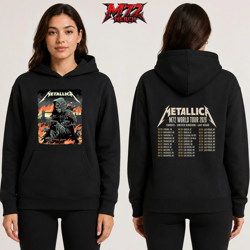 Metallica M72 World Tour July 3 2026 London Stadium London England Grim Reaper Rats By Luke Preece 2 Side Hoodie