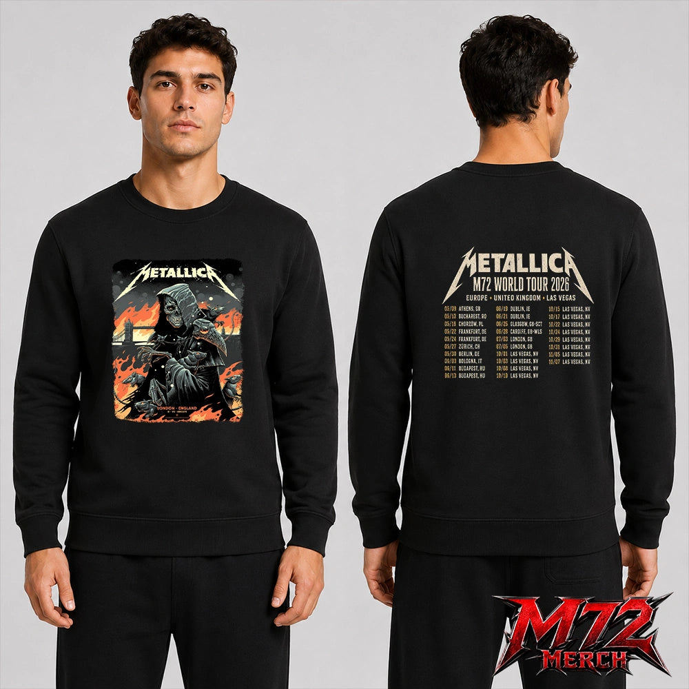 Metallica M72 World Tour July 3 2026 London Stadium London England Grim Reaper Rats By Luke Preece 2 Side Sweatshirt