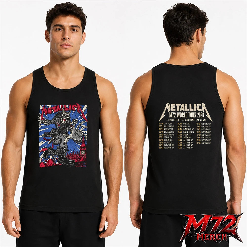 Metallica M72 World Tour July 3 & 5 2026 At London Stadium London England Demon Punk Artwork By Puis Calzada Two Sided Tank top