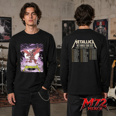 Metallica M72 World Tour June 13 2026 At Puskás Aréna Budapest Hungary Winged Beast Storm Two Sided Long Sleeve