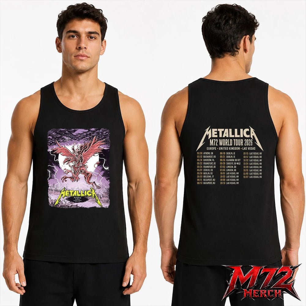 Metallica M72 World Tour June 13 2026 At Puskás Aréna Budapest Hungary Winged Beast Storm Two Sided Tank top