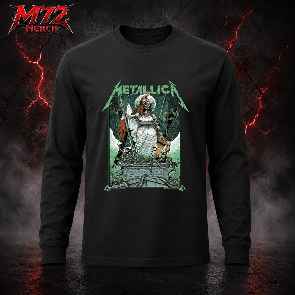 Metallica M72 World Tour June 19 And June 21 2026 At Aviva Stadium Dublin Ireland Skeleton Warrior Artwork By Gary Ronaldson Long Sleeve