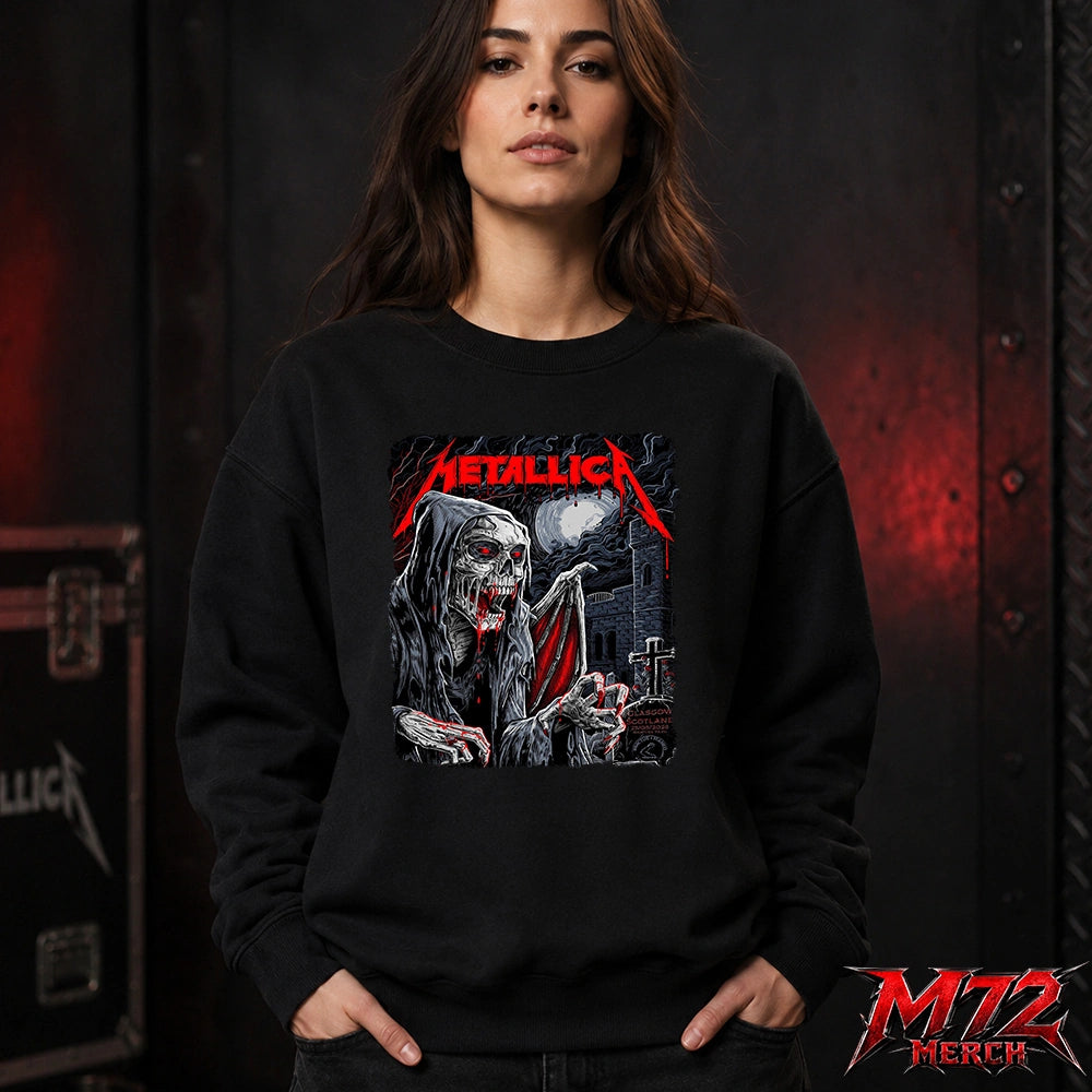 Metallica M72 World Tour June 25 2026 At Hampden Park Glasgow Scotland Vampire Reaper Artwork By Landon Armstrong Sweatshirt