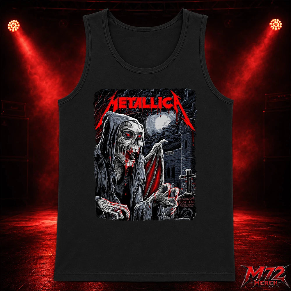 Metallica M72 World Tour June 25 2026 At Hampden Park Glasgow Scotland Vampire Reaper Artwork By Landon Armstrong Tank top