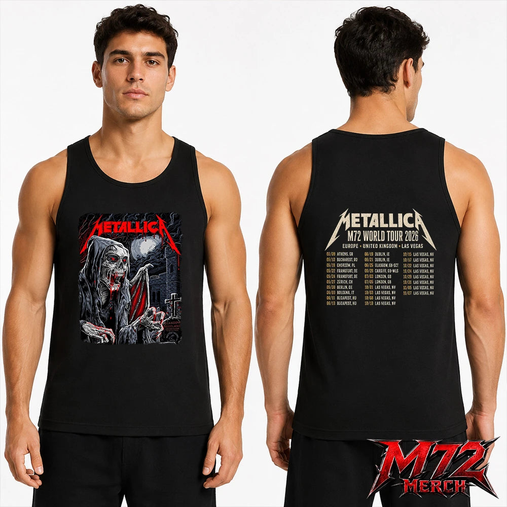 Metallica M72 World Tour June 25 2026 At Hampden Park Glasgow Scotland Vampire Reaper Artwork By Landon Armstrong Two Sided Tank top