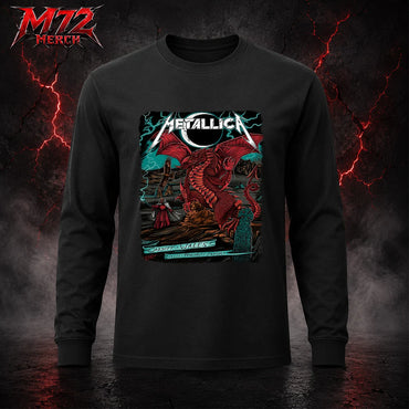 Metallica M72 World Tour June 28 2026 At Principality Stadium Cardiff Wales Red Dragon Artwork By The Duchess Of Dark Long Sleeve