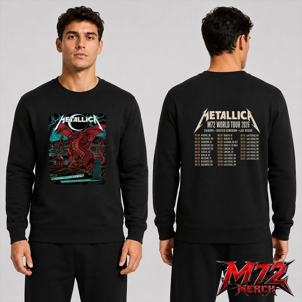 Metallica M72 World Tour June 28 2026 At Principality Stadium Cardiff Wales Red Dragon Artwork By The Duchess Of Dark Two Sided Sweatshirt