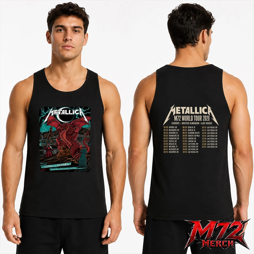 Metallica M72 World Tour June 28 2026 At Principality Stadium Cardiff Wales Red Dragon Artwork By The Duchess Of Dark Two Sided Tank top
