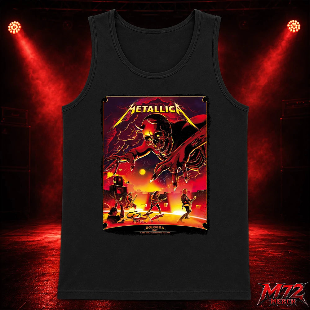 Metallica M72 World Tour June 3 2026 At Stadio Renato Dall’Ara Bologna Italy Demon Stage Artwork By Nino Cammarata Tank top